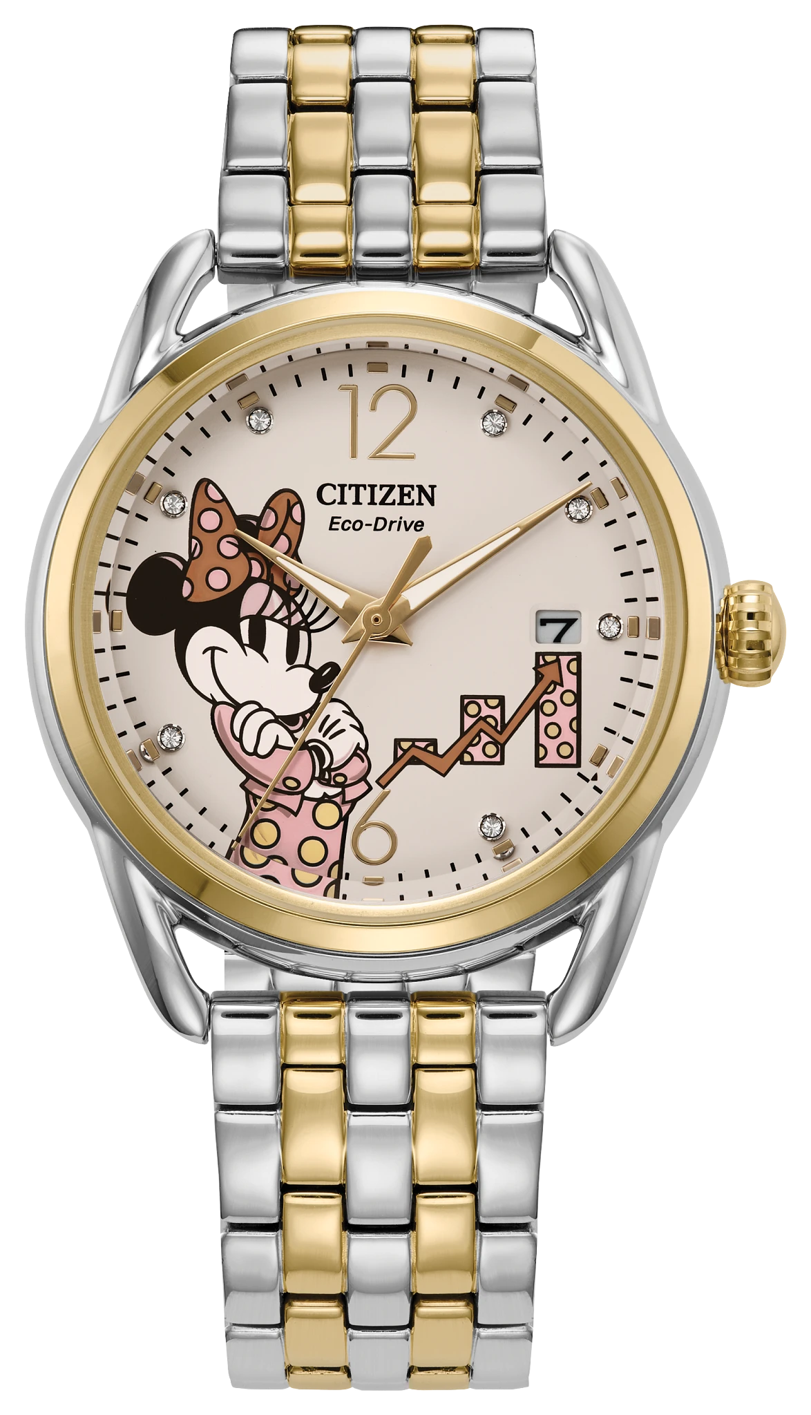 Empowered Minnie Mouse White Dial Stainless Steel Bracelet FE6084